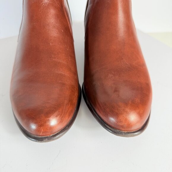 Spring Step Womens Boot Size 8 Ankle Bootie Cognac Brown Leather Side Notch - Picture 14 of 16